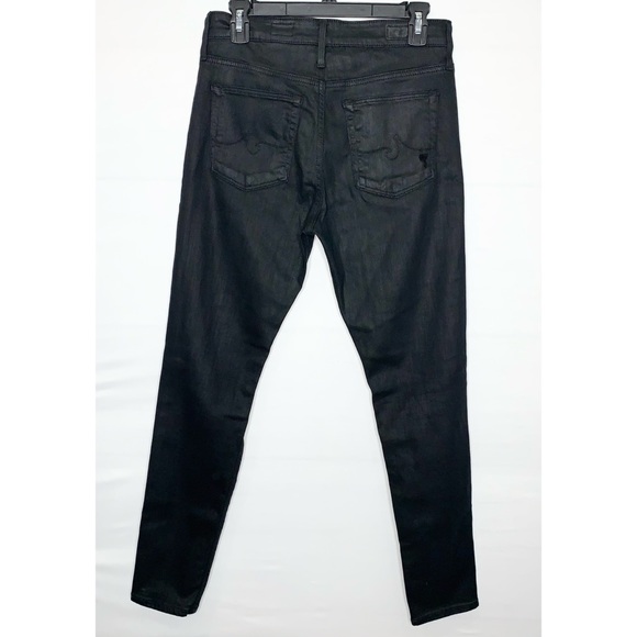 AG The Farrah Skinny Ankle Coated Black Size 28R - Picture 4 of 16